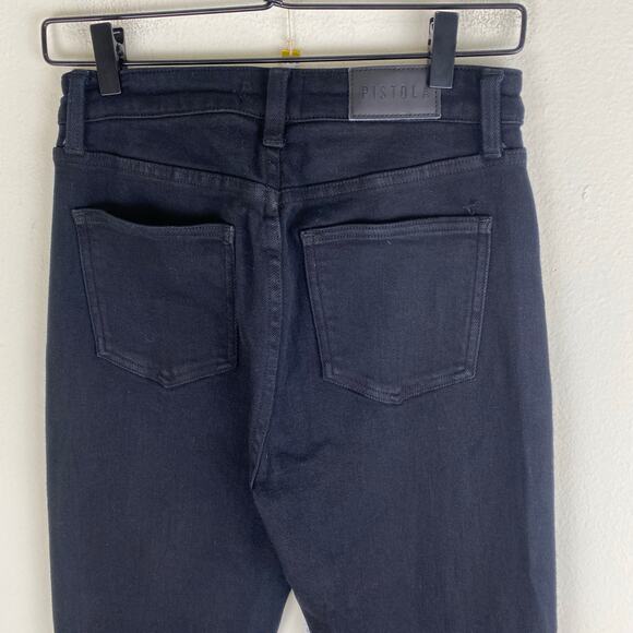 Pistola Teagan Vented Straight Jeans Size 28 Dark Vinyl Black High Rise Slit - Picture 11 of 15